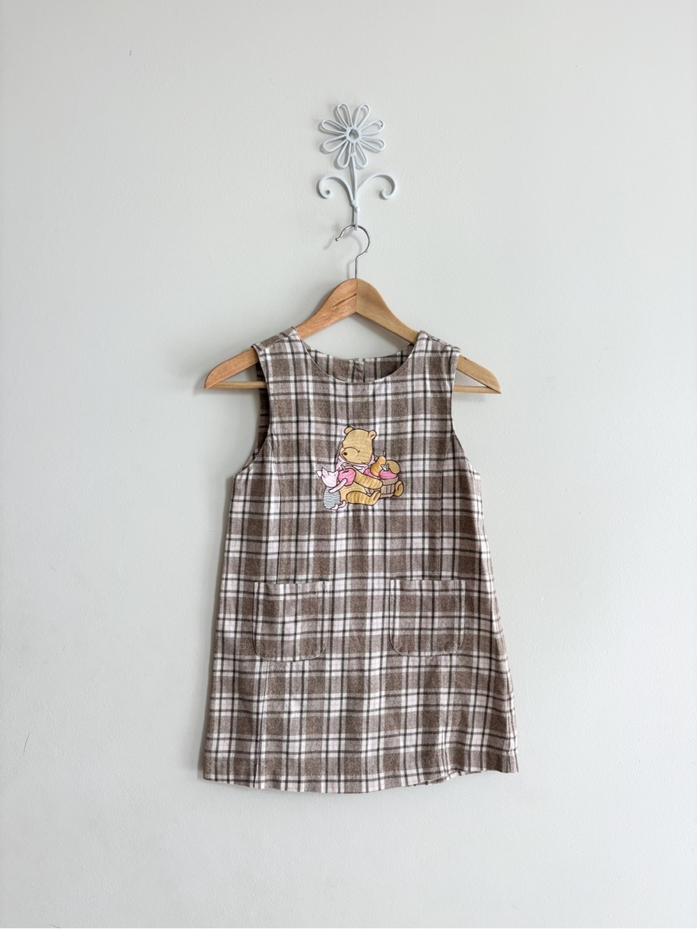 The Disney Store Plaid Classic Pooh flannel jumper dress cottagecore 90s style